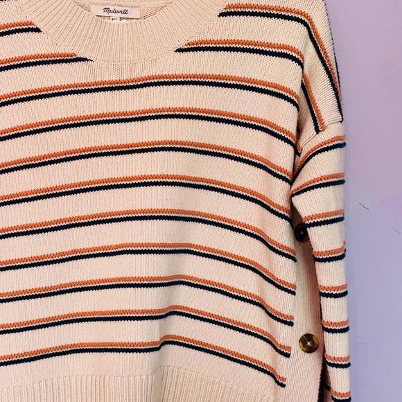 Madewell Brownstone Side-Button Sweater in Stripe - Picture 9 of 9